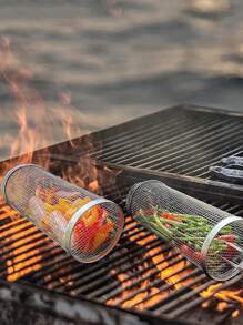 1pc Silver Stainless Steel Outdoor Stove - Silver - View 1