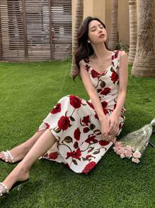 DAZY Đầm Hoa Tất cả trên in Boho - Màu be - Xem 4