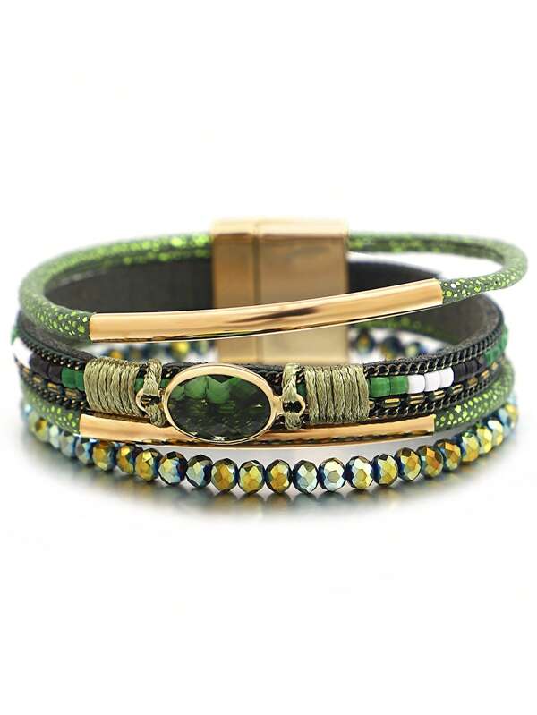 1 Stück Schnüren-Armband Fashion PU Polyurethan Kubischem Zirkonia Dekor, Perle, Für Frauen für Muttertag Geschenk