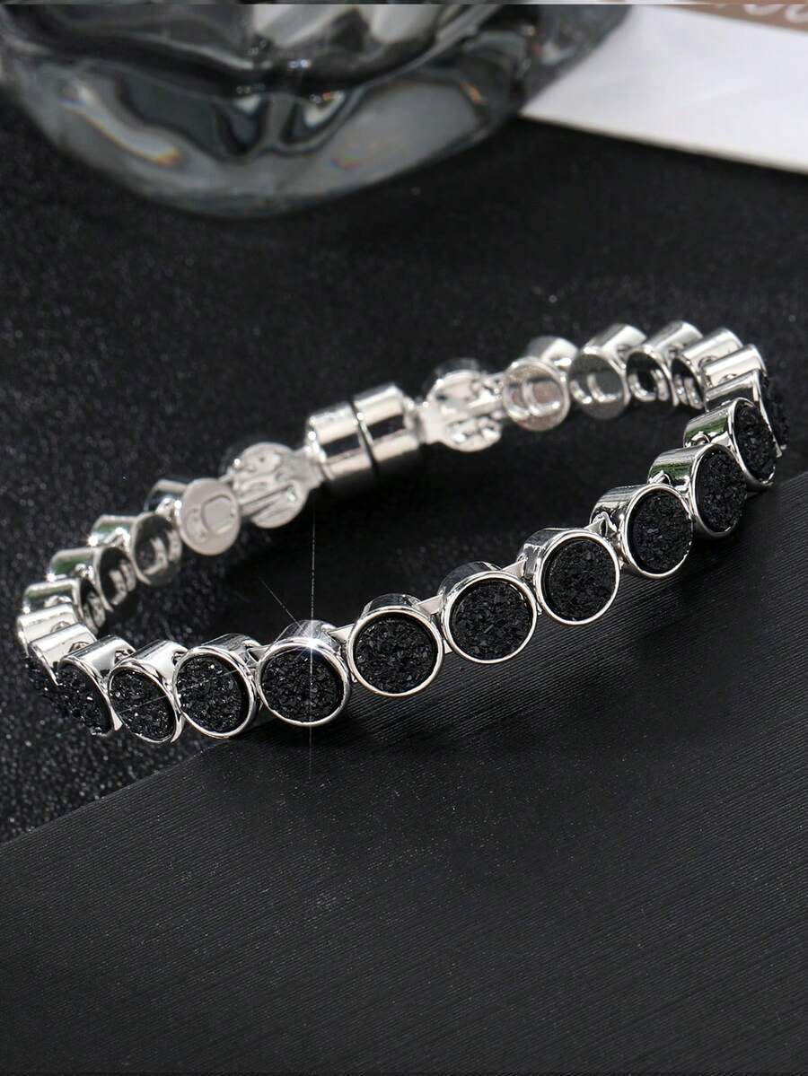 1 Thép Không Gỉ Thời Trang Tối Giản Kim Cương Giả Trang Trí Nam Châm Lắc Tay Nữ Cho Cuộc Sống Hàng Ngày - Nhiều màu - Xem 1