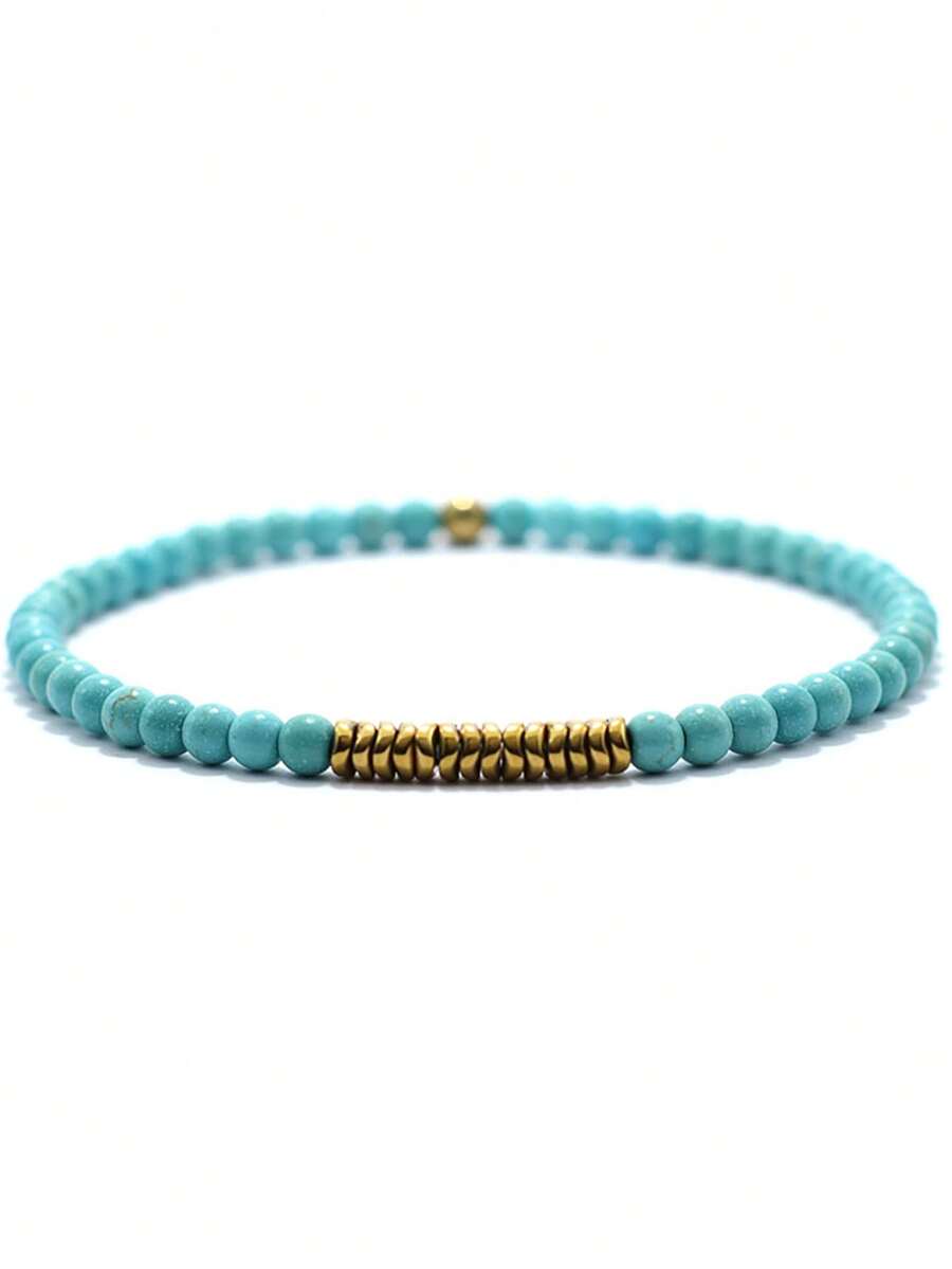 Vòng Tay Ngọc Lam Cổ Điển & Trang Trí Hình Học Vòng Tay Đính Hạt Cho Nam Cho Cuộc Sống Hàng Ngày - Màu xanh lam - Xem 1