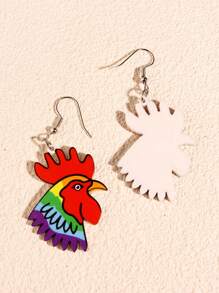 1pair Fashion PMMA Cock Design Drop Earrings For Women For Daily Life - Red - View 2