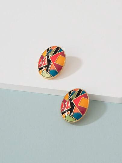 مشبك أذن أوروبية وأمريكية أسلوب عتيق المينا متعدد الألوان للنساء زوج واحد