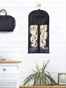 假髮袋收納2入組假髮收納，適用於多個假髮接發收納袋假髮收納架 - 黑色 - 查看 1