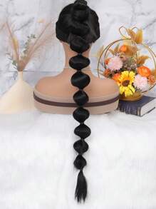 長款直筒馬尾合成纖維接髮 - 黑色 - 查看 4