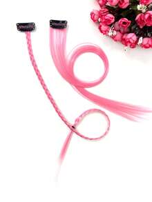 1 pieza Extensión del pelo con clip largo recto sintético - Rosa - Ver 5