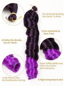 Synthetic French Curly Black Blue Pink Pruple Brown Grey Multicolour Spiral Curly Crochet Braids Hair High Temperature Loose Wave Curl Braiding Hair Extensions Suitable For Women And Children Daily Holidays And Cosplay Braided Hair Pack Of 1 - Multicolor - View 5