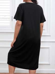 花卉和口号图案睡衣睡裙、长裙