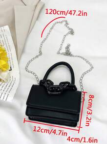 Mini Chain Decor Flap Square Bag Fashion Black - Black - View 8