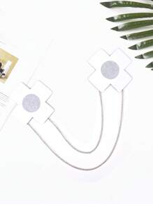 Cubierta de pezón vinculado con cadena brillante - Negro - Ver 2