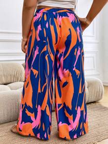 SHEIN Holidaya 大碼滿版印花闊腿褲 - 彩色 - 查看 2