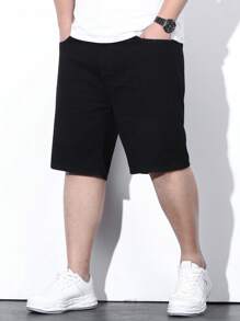 Manfinity Hypemode Nam Quần short Denim Bông Túi nghiêng - màu đen - Xem 1