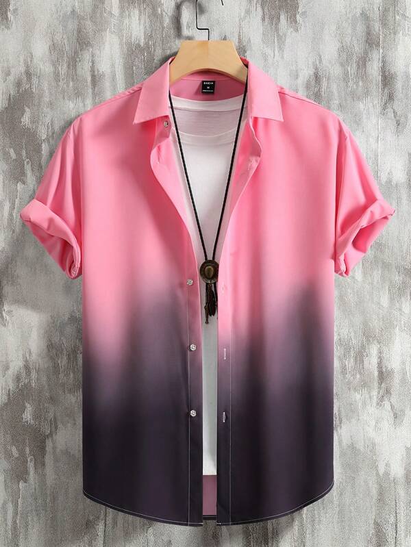 Manfinity Homme Männer Shirt mit Farbverlauf, Knopf, ohne T-Shirt