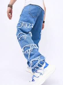 Manfinity EMRG Nam Quần jean Bông Xén Thô Lỏng lẻo phù hợp - Rửa trung bình - Xem 2