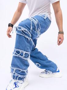 Manfinity EMRG Nam Quần jean Bông Xén Thô Lỏng lẻo phù hợp - Rửa trung bình - Xem 4