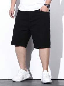 Manfinity Hypemode Nam Quần short Denim Bông Túi nghiêng - màu đen - Xem 4