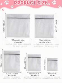 1pc Portable Pet Mesh Laundry Bag For Dog And Cat For Cleaning - Grey - View 5