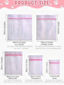 1pc Portable Pet Mesh Laundry Bag For Dog And Cat For Cleaning - Pink - View 3