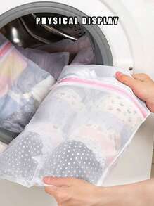 1pc Portable Pet Mesh Laundry Bag For Dog And Cat For Cleaning - Pink - View 6