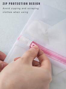 1pc Portable Pet Mesh Laundry Bag For Dog And Cat For Cleaning - Pink - View 8