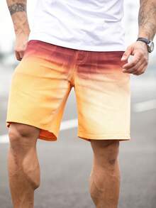 Manfinity Homme Loose-Fit Men's Ombre Bermuda Shorts - Multicolor - View 3