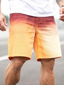 Manfinity Homme Loose-Fit Men's Ombre Bermuda Shorts - Multicolor - View 5