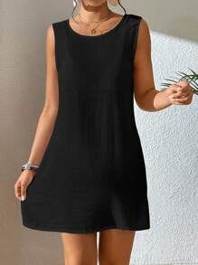 SHEIN Swim 素色下擺開叉罩衫連衣裙不附比基尼