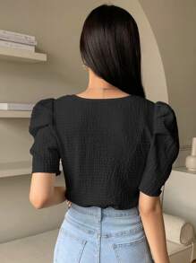 DAZY Solid Puff Sleeve Tee