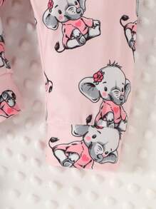 Baby Elephant Print Ruffle Trim Sweatshirt & Sweatpants - Multicolor - View 6