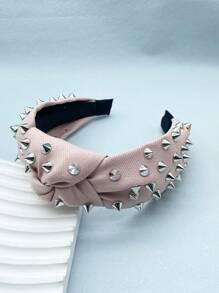 1入組女士釘釦和結飾時尚髮箍適用於日常 - 彩色 - 查看 4