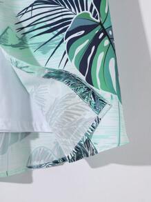 Manfinity Hombres Camisa al azar con estampado tropical sin camiseta - Verde - Ver 5