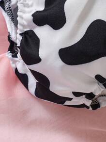 Mono De Cuerpo Entero Para Bebé Niña Con Diseño De Estampado De Vaca, Borde Con Volantes Y Arco En La Parte Delantera - Multicolor - Ver 5