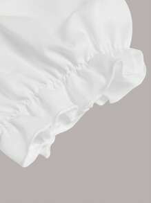 SHEIN Teen Girls Puff Sleeve Blouse & Overall Dress