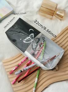 1 túi bút chì in hình bướm và mặt trăng - Đen và trắng - Xem 6