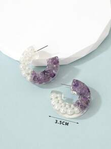 Đôi Thời Trang Polyresin Giả Ngọc Trai Chi Tiết Vòng Đeo Tay Đôi Khuyên Tai Vòng Cho Nữ Trang Trí Hàng Ngày - Nhiều màu - Xem 4