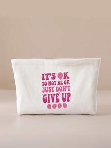 Double-sided Printed Velvet Makeup Bag With English Alphabet Pattern - Multicolor - View 1