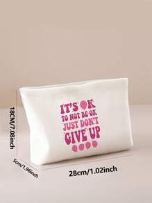 Double-sided Printed Velvet Makeup Bag With English Alphabet Pattern - Multicolor - View 3