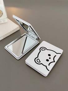 Cartoon Bear Print Portable Makeup Mirror - Multicolor - View 1