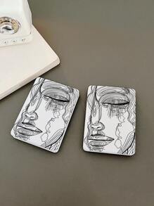 1pc Figure Graphic Foldable Mirror - Black and White - View 2
