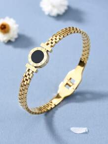 羅馬數字細節手鐲 - 金黃色 - 查看 2