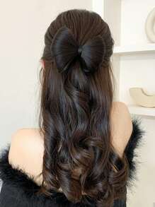 1pc Bow-knot Design Synthetic Hair Bun Clip - Black - View 1