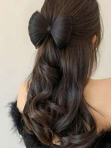 1pc Bow-knot Design Synthetic Hair Bun Clip - Black - View 3