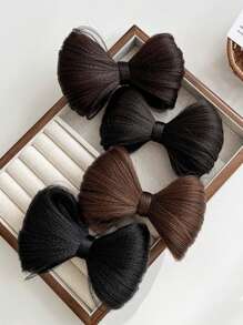 1pc Bow-knot Design Synthetic Hair Bun Clip - Black - View 5