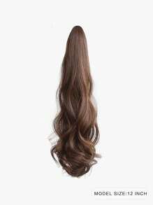 Short Body Wave Ponytail Synthetic Hair Extension With Claw - Dark Brown - View 2