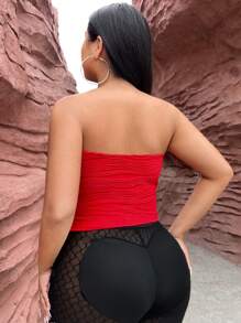 SHEIN SXY Plus Solid Crop Tube Top - Red - View 2