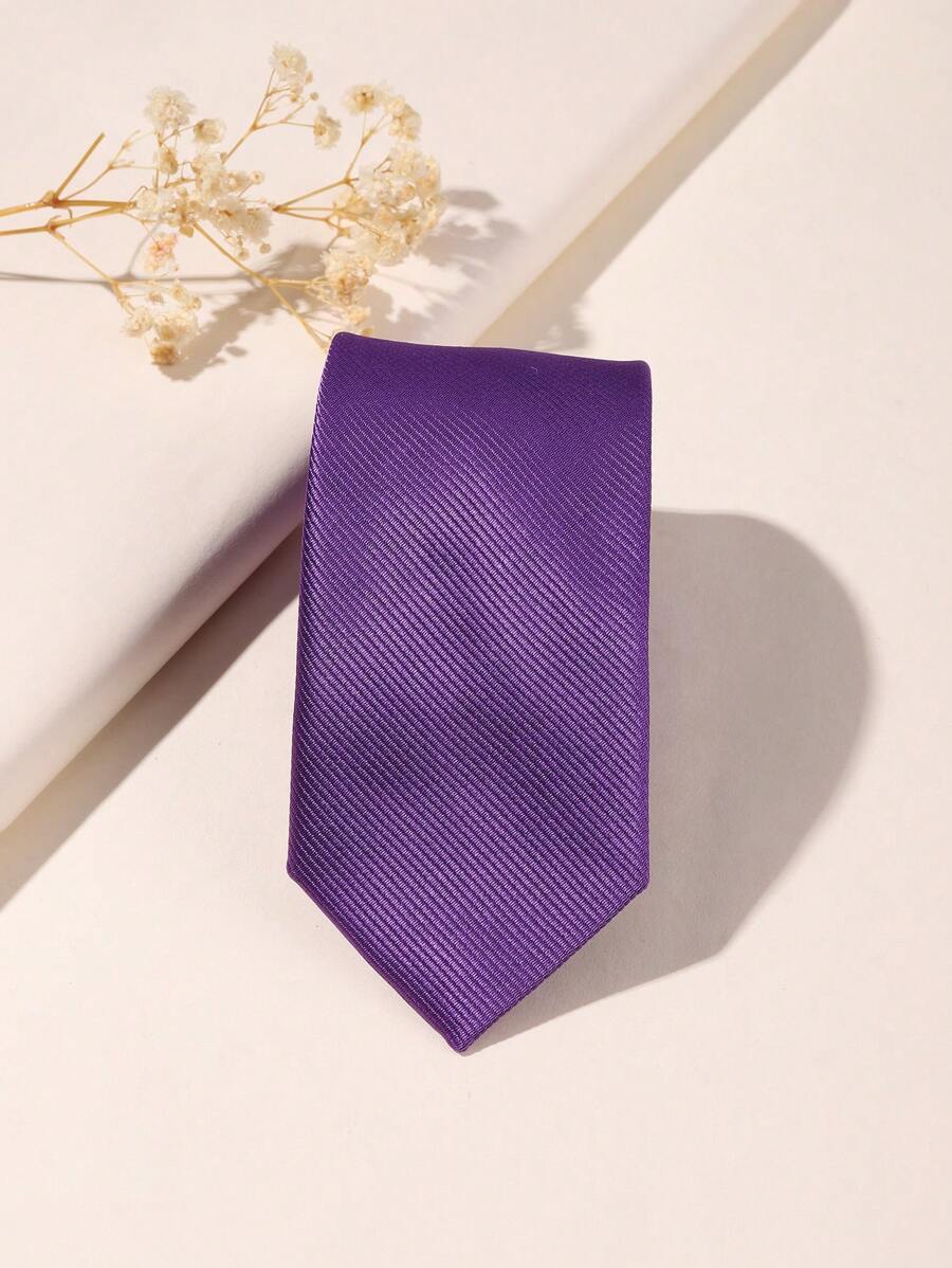 1 chiếc cà vạt trơn thời trang cho nam dùng hàng ngày - Màu tím - Xem 1