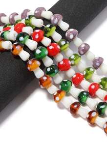 10pcs/set Fashion Artificial Crystal Mushroom Design DIY Bead For Women For DIY Jewelry Making - Multicolor - View 6