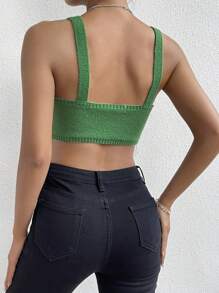 Zolique 流蘇下擺麻花編織上衣 - 綠色 - 查看 2