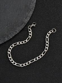 1pc Fashionable Stainless Steel Buckle Design Men's Bracelet, Suitable For Daily Decoration - Silver - View 2