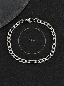 1pc Fashionable Stainless Steel Buckle Design Men's Bracelet, Suitable For Daily Decoration - Silver - View 3